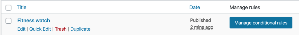 Configuration to be selected to add conditional rules