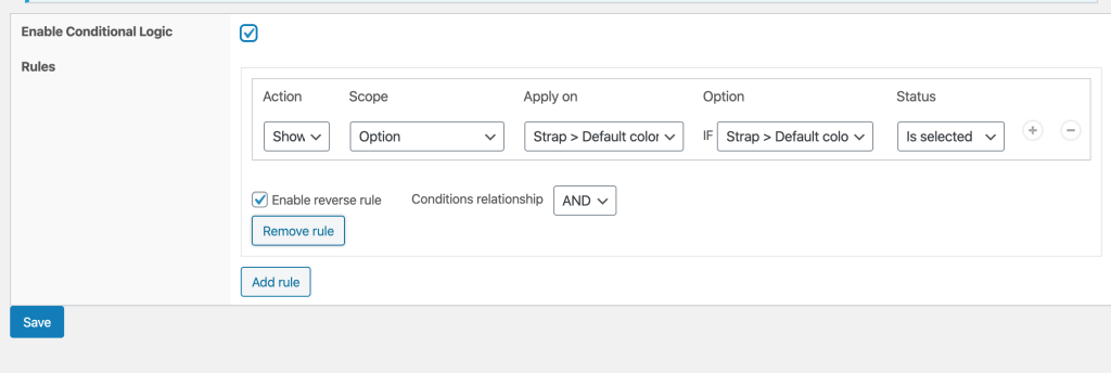 5 new columns for a conditional rule