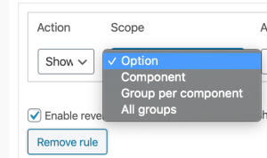 The Scope list for the conditional rule