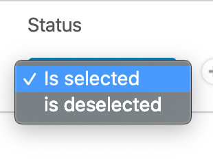 Status of the option in the conditional rule