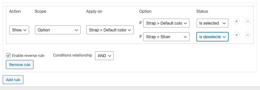 Two options for a conditional rule