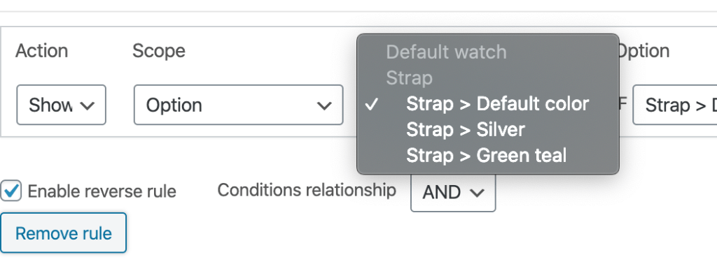 Apply column in conditional rule