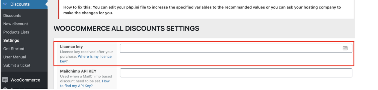 woocommerce all discounts settings